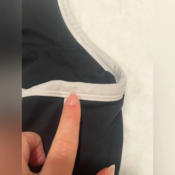 Sporty Black & White High-Neck Cropped Tank Top with Built-in Shelf Bra - Picture 6 of 6